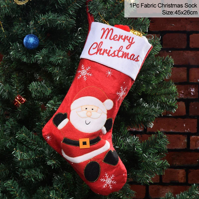 Hooux Knitted Christmas Stocking Socks Sack New Year Gift Candy Bags Christmas Decorations For Home Xmas Tree Hanging Ornaments Natal