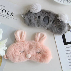 Hooux Cartoon Plush Sleeping Eye Mask 3D Kids Eyepatch Eyeshade Cover Soft Portable Blindfold Women Men