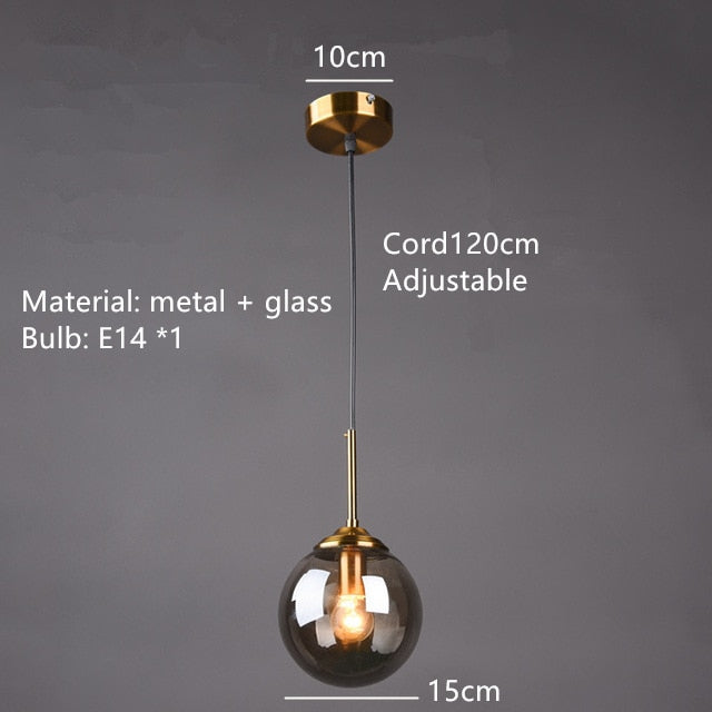 Hooux Retro chandelier Smoky Gray Amber glass ball chandelier Foyer Restaurant Room Art Design Loft Lamp Black Metal E14 rustic light