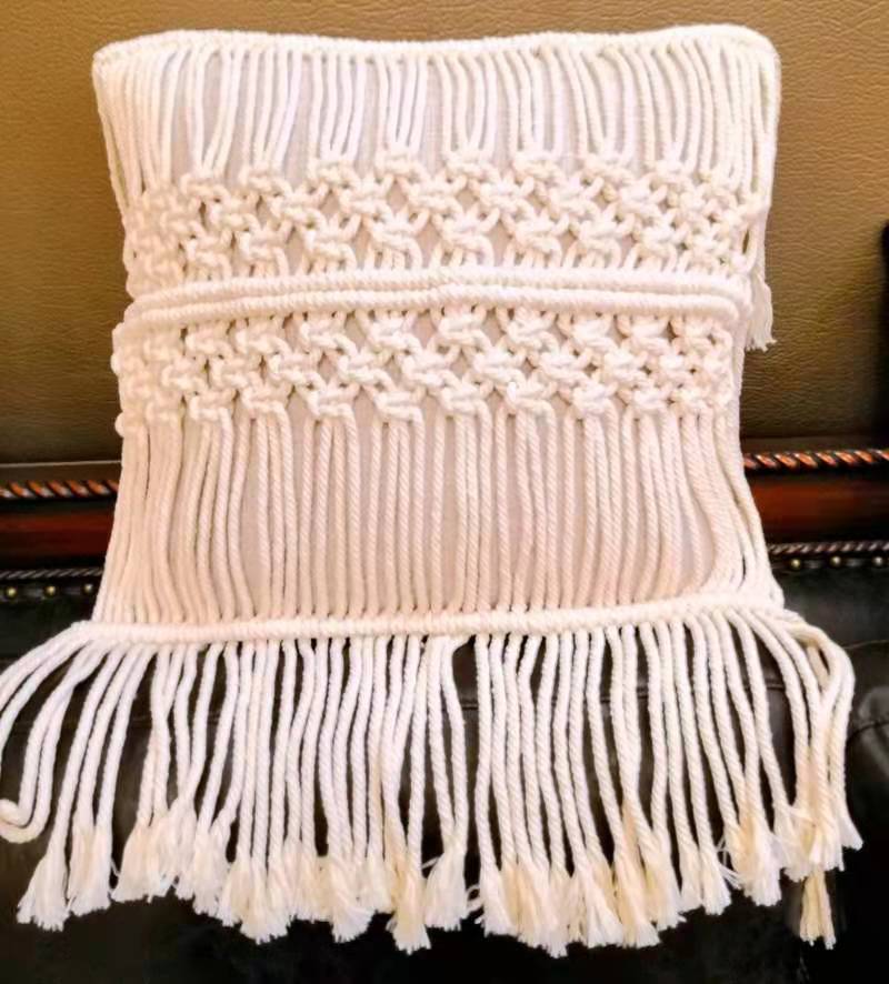 Hooux MOM'S YARD New Macrame Handmade Cotton Thread Pillowcase Bohemia Moroccan Sofa Cushion Cover Decorative Pillowcase High-end Gift