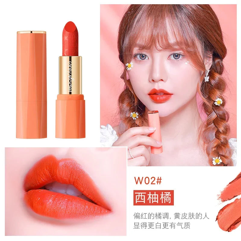 Hooux Orange Lipstick Velvet Matte Lipsticks Waterproof Long Lasting Lip Stick Velvet Lip Tint Women Cosmetic Sexy Lip Glaze Makeup