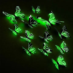 Hooux New 12Pcs Fashion 3D Luminous Butterfly Creative Wall Sticker For DIY Wall Stickers Modern Wall Art Home Decorations DIY Gift