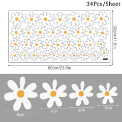 Hooux White Daisy Flower Wall Stickers Kids Room Living Room DIY Art Decas Baby Nursery Home Decoration PVC Window Sticker