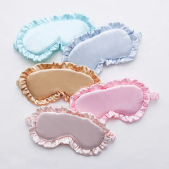 Hooux Silk Ruffle Sleep Eye Mask Soft Sleeping Eye Covers Multicolor Night Dream Blackout Eye Patches for Woman Man to Sleep Better