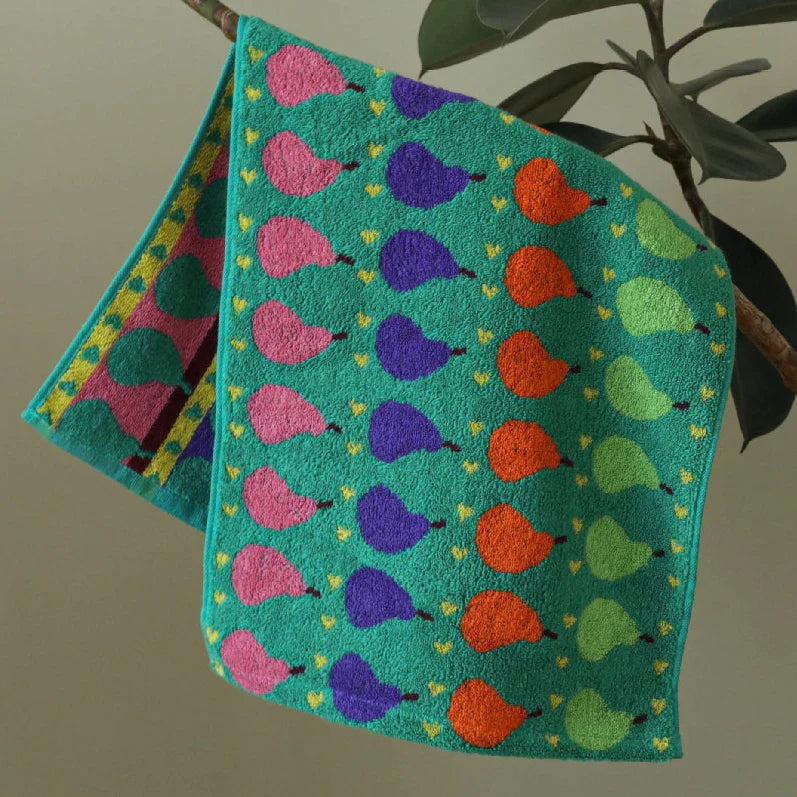 Hooux Cute Fruit Pear Patter Cotton Soft Face Towel for  Kids  Absorbent Bath Towel Comfortable Cotton Household Towel Beach Towels