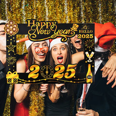 Hooux Crown Number Foil Balloons Happy New Year Eve Party Decoration Photo Booth Props Supplies Christmas Home Decor Navidad 2024 2025