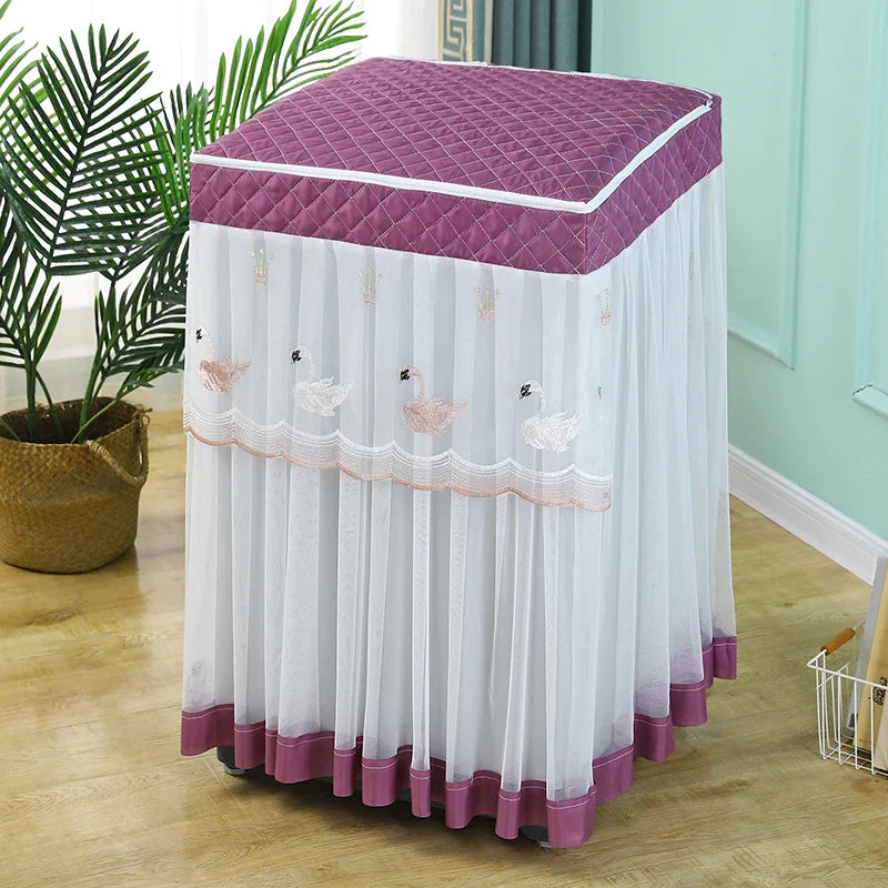 Hooux Fabric Fully Automatic Upper Cover Washing Machine Cover New Lace Dust Cover White Universal Washing Machine Cover