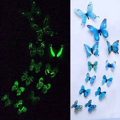Hooux New 12Pcs Fashion 3D Luminous Butterfly Creative Wall Sticker For DIY Wall Stickers Modern Wall Art Home Decorations DIY Gift