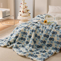 Hooux Vintage Korean Style Autumn and Winter Jacquard Lambskin Blanket Ins Casual Sofa Blanket Office Nap Shawl Blanket