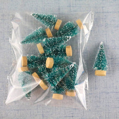 Hooux 12Pcs Mini Christmas Tree Ornament Small Artificial Pine Sisal Snow Landscape Xmas Trees Christmas Tabletop Navidad Decor Gifts