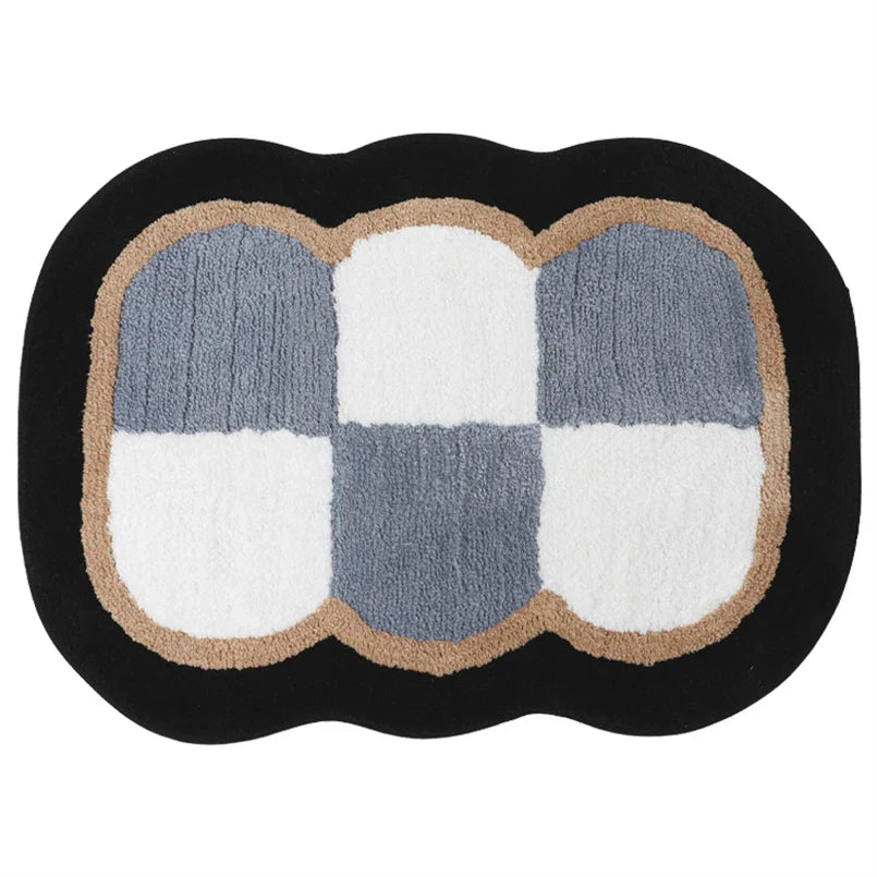 Hooux Modern Simple Home Sofa Coffee Table Carpet Colorblock Square Bedroom Bedside Mat Bathroom Absorbent Non-Slip Floor Mat