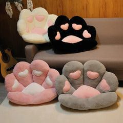 Hooux Lovely Plush Cat Paw Seat Cushion Soft Comfortable Plush Waist Support Chair Cushion Cute Office Chair Cushion Birthday Present