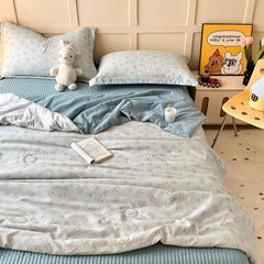 Hooux Soft Quilt Summer Blanket Double Bedspread Floral Style Comforter 200x230cm Thin Duvets 여름이불 (Pillowcase Need Order)