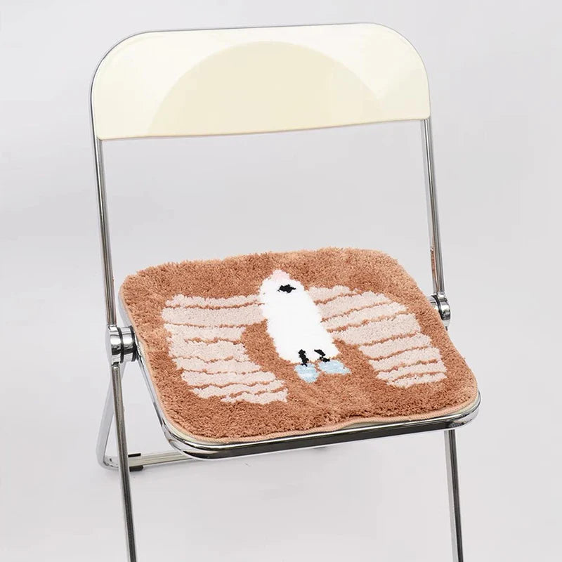 Hooux Cartoon Tufting Seat Mat Cushion Soft Round Square Bird Pinecone Floor Chair Pad Home Office Warm Decor Autumn Winter 40x40cm