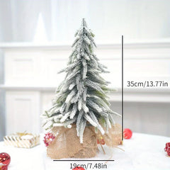 Hooux 1 Piece Mini Falling Snow Christmas Tree PE Flocked Christmas Tree Tabletop Decorator Scene Arrangement Decorations