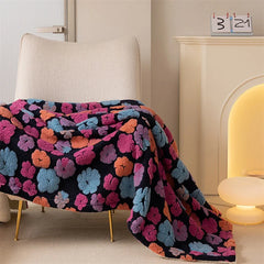 Hooux Vintage Korean Style Autumn and Winter Jacquard Lambskin Blanket Ins Casual Sofa Blanket Office Nap Shawl Blanket