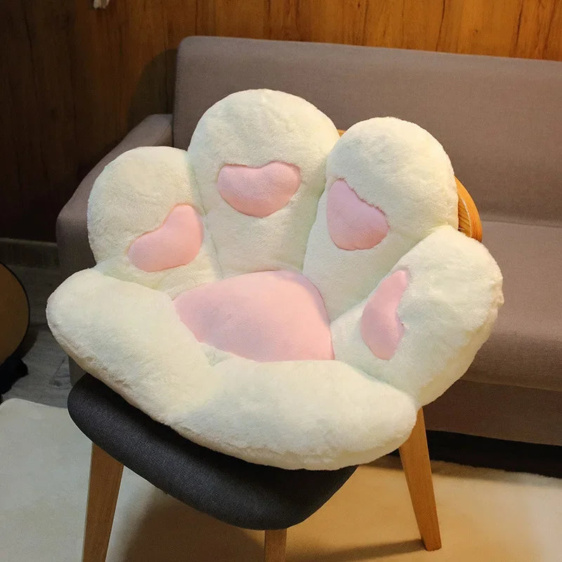 Hooux Lovely Plush Cat Paw Seat Cushion Soft Comfortable Plush Waist Support Chair Cushion Cute Office Chair Cushion Birthday Present