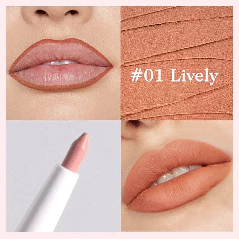 Hooux Nude Brown Lip Liner Pencil Outline Contour Tint Lip Makeup Lasting Waterproof Matte Smooth Lipstick Pen Lip Contouring Cosmetic