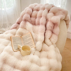 Hooux Modern Simple Ins Gradient Rabbit Fur Short Fleece Casual Cover Blanket Light Luxury Warm Comfortable Sofa Shawl Blanket