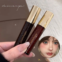 Hooux Retro Clear Lip Glaze Gloss Mirror Glitter Non Stick Cup Brighten Jelly Dark Lipstick Red Brown Dupes Lip Ink Tint Korean Makeup