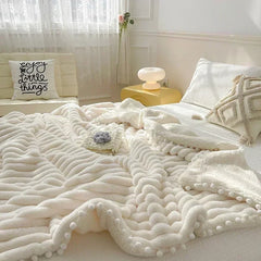 Hooux Tuscan Faux Rabbit Fur Autumn Winter Warm Blanket Luxury B Side Faux Lamb's Wool Weighted Blanket Soft Cozy Warmth Sofa Blankets