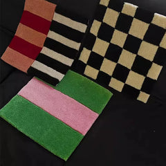 Hooux Handmade Tufting Seat Cushion Mat Soft Square Geometric Grids Chair Sofa Pad Hanging Wall Decoration Tapestry Home Office Decor