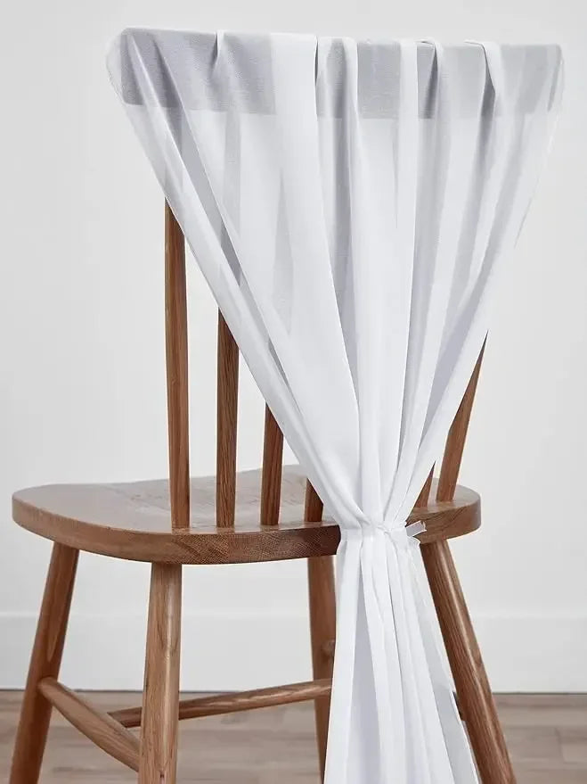 Hooux  10pcs Chiffon Chair  Sashes 30X270cm Bow Tie Ribbon Knot Cover Seat Back Belt Hotel Banquet Country Wedding Party Event Decor