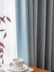 Hooux Modern Minimalist Living Room Curtain Blue Plaid Bedroom Curtain Blackout Study Window Curtains Sun Protection Curtains Cortina