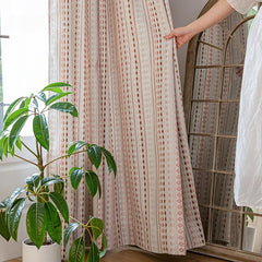 Hooux Retro Living Room Home Decoration Curtains Creative Striped Jacquard Study Curtains Woven Bedroom Blackout Curtain Штора