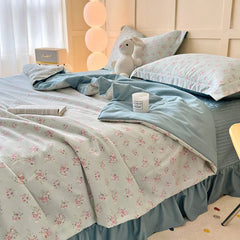 Hooux Soft Quilt Summer Blanket Double Bedspread Floral Style Comforter 200x230cm Thin Duvets 여름이불 (Pillowcase Need Order)
