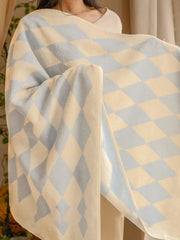 Hooux Vintage Diamond Checkered CottonTowel Soft Yarn-dyed Cotton Skin-friendly Face Towel Absorbent Bath Towel Daily Beach Towels