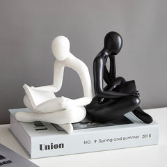 Hooux Reader Statue Figurines Home Decor White Model Home Decoration Gift Accessories Bookshelf Decoration Office Home Decoration Crafts