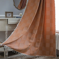 Hooux Terylene Cotton Semi-blackout Curtain Finished Embroidery Solid Color Living Room Kitchen Valance Bedroom Home Decoration