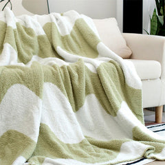 Hooux Nordic Style Half-side Velvet Knitted Sofa Blanket Modern Simple Wave Shape Air Conditioning Shawl Cover Blanket