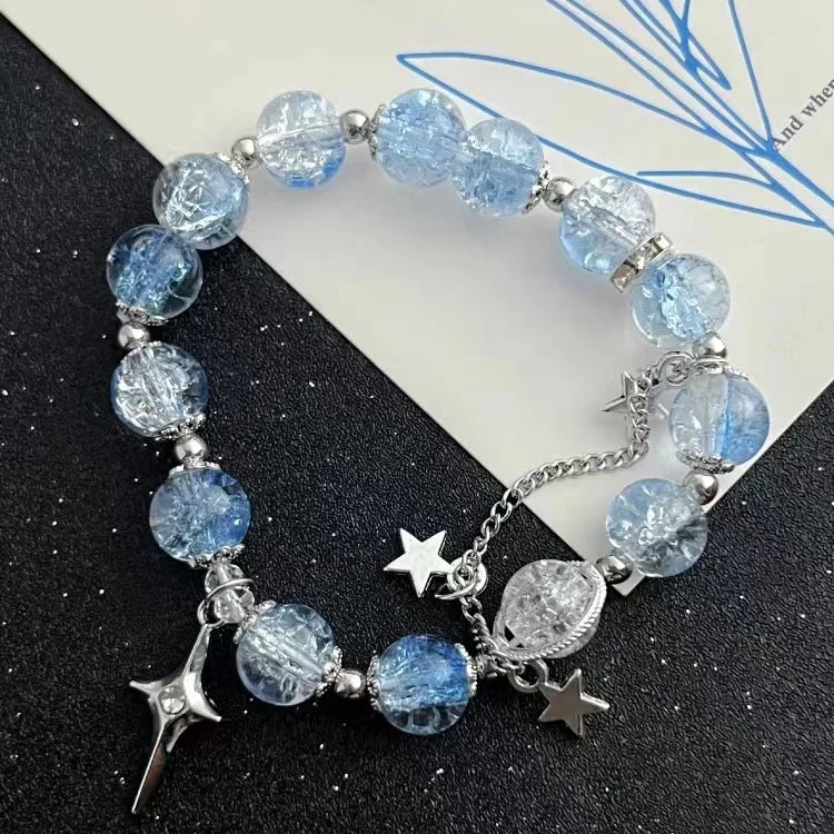 Moonlight Crystal Bracelet Opal Sea Blue Treasure Light Luxury Elastic Bracelet for Girls Women Fashion Gift Jewelry Accessories