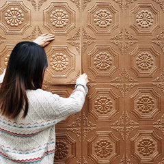 Hooux  20Pcs 3D Wallpaper Wall Stickers Self-Adhesive Foam Panel Home Decor for Living Room Bedroom Ceiling TV Wall Art 35X35CM