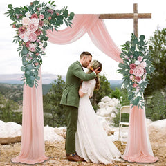 Hooux  Dusty Rose Wedding Arch Flower Swag Arrangement for Country Wedding Ceremony Floral Garland Reception Backdrop Decoration