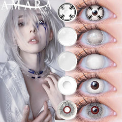 Hooux Cosplay White Color Contact Lenses for Eyes Yearly Makeup Halloween Masquerade Beauty Contact Lenses Eye Christmas Party