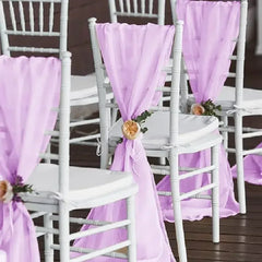 Hooux  10pcs Chiffon Chair  Sashes 30X270cm Bow Tie Ribbon Knot Cover Seat Back Belt Hotel Banquet Country Wedding Party Event Decor
