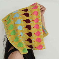 Hooux Cute Fruit Pear Patter Cotton Soft Face Towel for  Kids  Absorbent Bath Towel Comfortable Cotton Household Towel Beach Towels