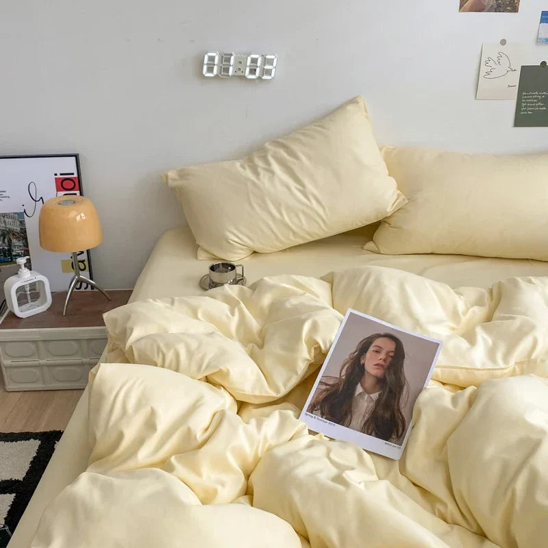 Hooux  Burnt Orange Duvet Cover Queen Soft Mix Colors Comforter Covers 4 Pieces, INS Style Skin-friendly Solid Bedding Bed Sheet Set