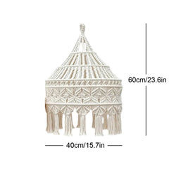 Hooux Bohemian Style Handmade Macrame Lampshade Hanging Tapestry Room Decoration Woven Cotton Rope Diameter 40CM  LampShade