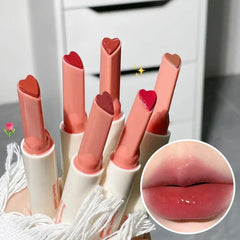 Hooux New Mirror Glass Solid Lip Glaze Water Light Heart Shape Lipstick Pen Clear Oil Jelly Lip Gloss Korean Tint Makeup Girl Cosmetic