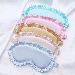 Hooux Silk Ruffle Sleep Eye Mask Soft Sleeping Eye Covers Multicolor Night Dream Blackout Eye Patches for Woman Man to Sleep Better