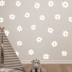 Hooux White Daisy Flower Wall Stickers Kids Room Living Room DIY Art Decas Baby Nursery Home Decoration PVC Window Sticker
