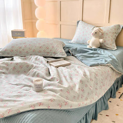 Hooux Soft Quilt Summer Blanket Double Bedspread Floral Style Comforter 200x230cm Thin Duvets 여름이불 (Pillowcase Need Order)