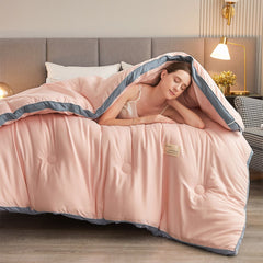 Hooux Winter Warm Mulberry duvet Soybean fiber Antibacterial quilt luxury double bed decorative blanket Breathable