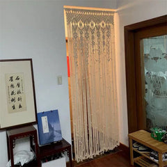 Hooux Hand-woven Macrame Cotton Door Curtain Tapestry Wall Hanging Art Tapestry Boho Decoration Bohemia Wedding Backdrop Tapestry