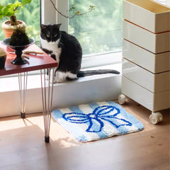 Hooux Cute Tufting Bowknot Seat Cushion Korean Style Soft Round Square Floral Bowtie Chair Sofa Pad Home Office Cozy Decor 40x40cm