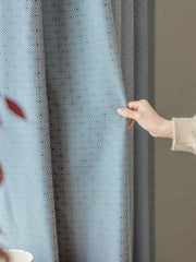 Hooux Modern Minimalist Living Room Curtain Blue Plaid Bedroom Curtain Blackout Study Window Curtains Sun Protection Curtains Cortina